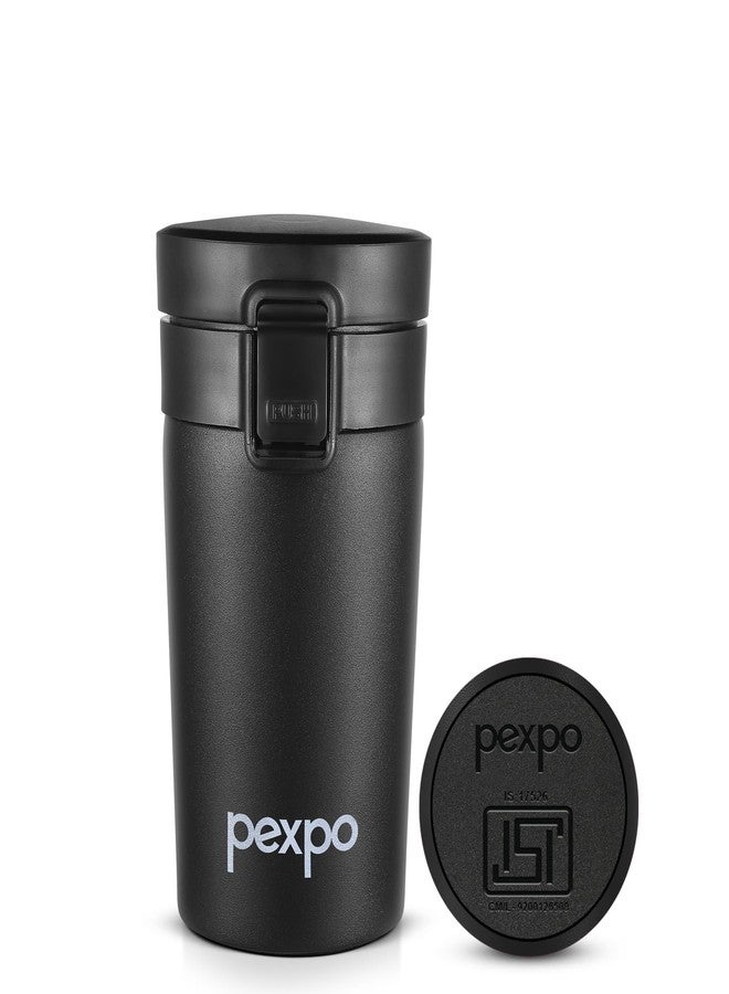 Pexpo Cocoa Pro 300 ISI Certified Stainless Steel Vacuum Insulated Coffee Mug - 260ml | RCB Edition | Double-Lock Push Button | Double Wall | for Home, Office, Travel - Knight Black - Image 1